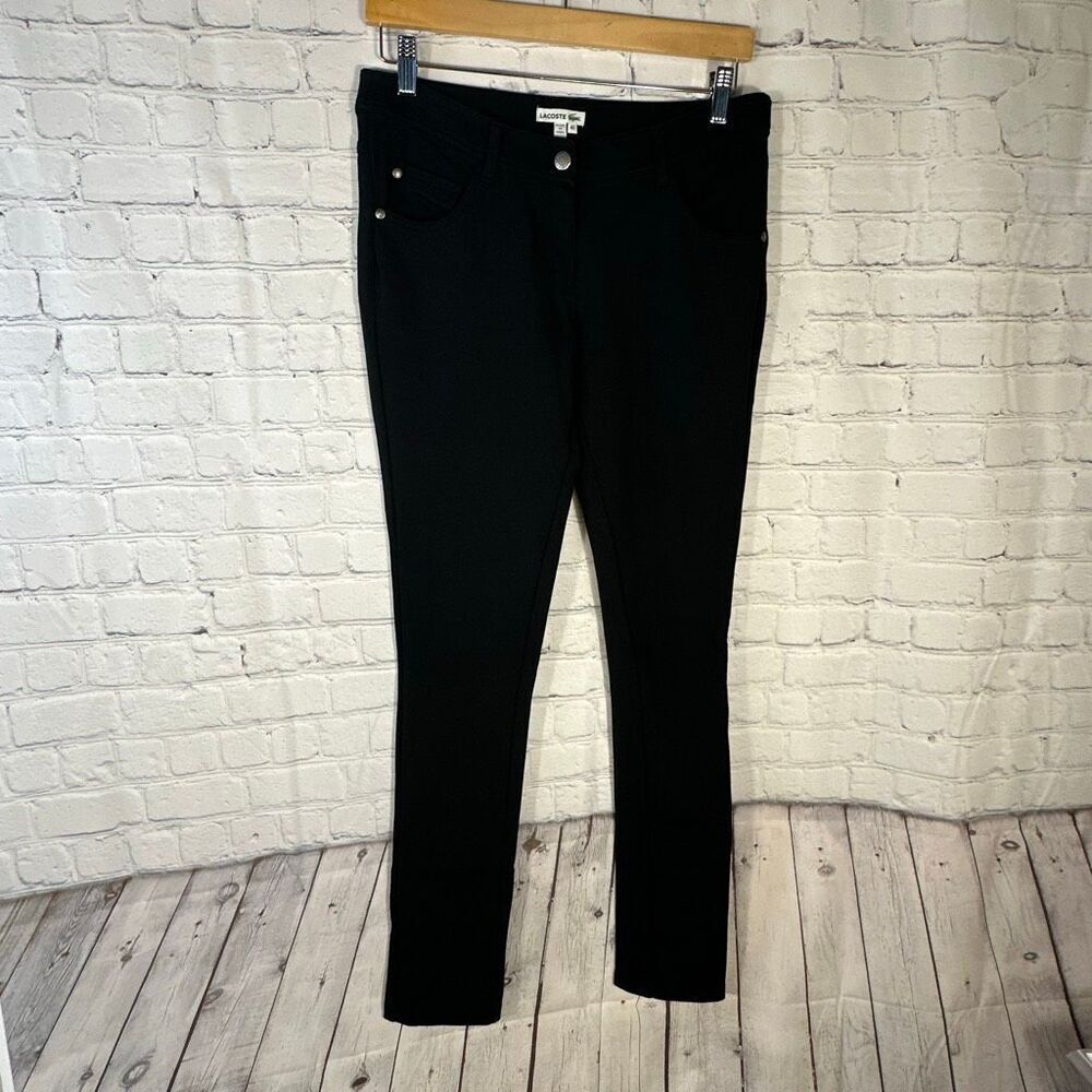 Lacoste Pants Womens EU 40 US 10 Black Leggings Stretch Workout Athleisure